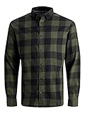 JACK & JONES Herren Jjegingham Twill Shirt L/S Noos Hemd, Dusty Olive, L EU