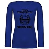 Shirtracer American Football Outfit Trikot - Jeden verdammten Sonntag mit Totenkopf - schwarz - XXL - Blau - BCTW071_Damen_Langarm - BCTW071 - Langarmshirt D