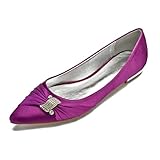 QXue Ballerinas Flache Brautschuhe Damen Slip on Satin Hochzeit Kleid Party Brautjungfer Schuhe 36-43,Lila,37 EU