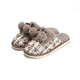 huihuishop Hausschuhe für Damen Kleine duftende Wind Baumwolle Hausschuhe Weibliche Innenherbst- und Winterhauthäuser Wärme Home Home Dicker Boden Plüsch Boden Winter Atmungsaktive Indoor-S