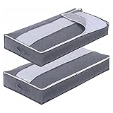 Clastyle 90L Faltbare Unterbett Aufbewahrungstasche Groß Kleideraufbewahrung Vliesstoff Feuchtigkeitsbeständig Unterbettkommoden Atmungsaktiv mit Klarem Fenster, 2 Stück G