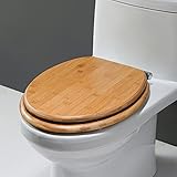 WC Sitz Holz Mit Absenkautomatik, Toilettensitz Feuchtigkeit/Wasserdicht, Klobrille Für O/V/U-WC, Klodeckel Edelstahlscharnier Mit Schnellverschluss, Last 150kg (Color : A)