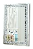 RICHTOP Wandspiegel groß Rechteck Rahmenlos Design, Schwarz Holz Backing, Silber Wand Schminkspiegel mit Glitzer Diamanten, Makeup Spiegel Wandmontage für Wohnzimmer, Flur, 60x90