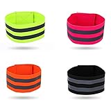 TAOYUN 4 Stück Reflektierende Sicherheitsbänder Elastisches Armband Armband Knöchel Beingurt Hohe Sichtbarkeit Reflektierende Ausrüstung Reflektorband Straps für Nachtjoggen Wandern R
