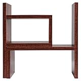 Superjare Verstellbares Schreibtisch-Bücherregal, erweiterbar auf der Oberseite Bücherregal, Mehrzweck-Holzregal, Präsentations-Organizer, Aufbewahrungsregal, Walnussb