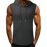 Xiangdanful Tank Top Pullove Herren Sommer Sport Fitness Stringer Gym Trägershirts T-shirt Jogging Ärmellos Hoodie Muskelshirt Slim Fit Tanktops Männer Tankshirt Unterhemd Achselshirt L