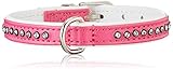 HUNTER MODERN ART LUXUS Hundehalsband, Kunstleder, Strasssteinchen, 32 (XS), pink/weiß