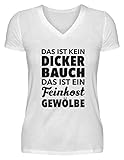 Männer Kein Dicker Bauch Feinkost Gewölbe Vatertag T-Shirt Dickerchen - V-Neck Damenshirt -L-Weiß