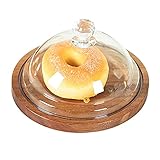 Xu Yuan Jia-Shop Butterglocke Kuchenständer Dessert Kuchenplatte Holz Klarer Acryl Cover Deckel Butter Container Butter Käsegericht 7 Zoll B