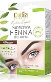 Delia Cosmetics Pulver-Augenbrauenfärbung - Braun - Natürliche Kräuter & Farbe - Betonte, verdunkelte, verdickte Augenbrauen - 20 einfache Anwendungen / 4 Wochen - Komplettes Henna-Behandlung
