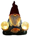 Lustig Gartenzwerg Wetterfest Figur mit Laterne LED Solarleuchte 33cm Zwerg Beflockte Gartenfiguren aus Kunstharz mit Gartendeko Figuren Für Lawn,Yard,Housewarming Party Ornament Gift,C