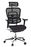 hjh OFFICE 652111 Luxus Chefsessel ERGOHUMAN Netzstoff Schwarz hochwertiger Bürodrehstuhl mit Vollausstattung