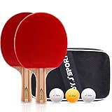 JOYJ Tischtennisschläger | 2 Tischtennis Schläger Set mit 3 Tischtennisbälle und 1 Aufbewahrungstasche | Familien Tischtennis Set geeignet für Kinder und Anfäng