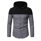 Shirt Herren Herbst Winter Klassisch Mode Kariert Druck Herren Langarm Modern Urban Mit Kapuze Slim Fit Herren Freizeithemden Täglich All-Match Herren Strickjack