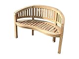 Ambientehome Teak Bananenbank 2-sitzer Teakbank Gartenbank Sitzbank 120