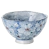 Keramikschale Sakura Handgefertigte Schale Haushaltsgeschirr Reisschale Geeignet Für Dessert, Salat, Reis, Getreidesuppe (Color : Blue, Size : 10.7 * 10.7 * 6.3cm)