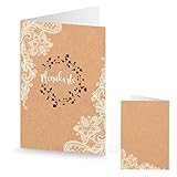 Logbuch-Verlag 10 Menükarten Speisekarten DIN A5 Vintage Kraftpapier braun Spitze Boho Hochzeit Geburtstag Tischdeko bedruckbar beschriftb