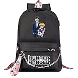 MMNJUVIOSDS Full-Time Hunter Rucksäcke Student Schultasche, Casual Fashion Rucksack Ultradünn, wasserdicht und langlebig mit Kette USB