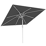 paramondo interpara Sonnenschirm quadratisch 3 x 3m grau + Gestell silber, Hochwertiger Gartenschirm Marktschirm knickbar, Stabiler Terrasse Balkon Sonnenschirm eckig mit Kurb