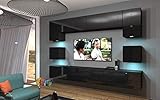 FURNITECH NOWARA AN1 Wohnzimmer Möbel Wohnwand Mediawand Wandschrank mit Led Beleuchtung Schrankwand (Möbel ohne LED, AN1-17B-HG20 1B)