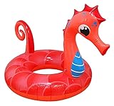 Netter Seepferdchen Schwimmring Aufblasbarer Schwimmring Paddling Pool Extra Große dickere Erwachsene Floating-Flöße, Poolspielzeug zum Schwimmen, Driften (Color : Red)