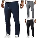 Herren Freizeithose Winter Jogginghose mit reißverschluss Taschen Outdoor Sport Herbst Pants Slim Fit Cargo Hose Straight Leg Business Casual Swearthose Loose Solid Stretch Stoffhose-#5
