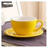Kaffeetasse,Espresso Tassen Breite 200ml Mund Cappuccino-Kaffeetasse mit Untertasse Thick farbige Glasur Keramik Espresso-Kaffeetasse Sets (Color : 1set yellow)