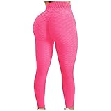 Leggings Damen High Waist Anti Cellulite Leggings Sexy Jacquard Bubble Hips Sport Fitness Laufen Yogahose mit Hoher Taille Shape Leggings Capri Leggings Yoga Gym Leggings Reitleggings Stretch H