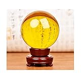 dxjsf Kristallkugel Crystal Ball Transparente Glaskugel mit Feng Shui Bracket-Basis Kugelrolle Glück Feng Shui Wahrsagerei Kugel Kristallverzierungen für Fotografie (Color : Yellow, Size : 10CM)
