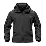 TACVASEN Herren Special Ops Military Tactical Soft Shell Jacke Mantel, Schwarz , S