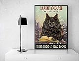 SIGNCHAT Maine Coon Reading Club Think Less Read More For Home Garden Poster Plakette Decor Gallery Wall Tin Sign 20,3 x 30,5