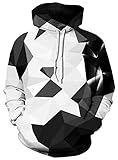 Loveternal Unisex 3D Kapuzenpullover Print Geometric Hoodie Pullover Langarmshirts Leichte Sweatshirts mit Taschen L