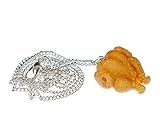 Miniblings Truthahn Broiler Kette 80cm Anhänger Hühnchen Hühner Hähnchen Braun - Handmade Modeschmuck - Gliederkette versilb