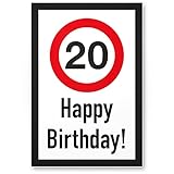 DankeDir! 20 Jahre Happy Birthday Kunststoff Schild - Geschenk 20. Geburtstag Geschenkidee Geburtstagsgeschenk Zwanigsten Geburtstagsdeko Partydeko Party Zubehör Geburtstagsk