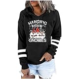MOKBAY Sweatshirt Weihnachts Mädchen Frauen Teenager Casual Top Shirts Langarm Jacke Streetwear Mantel Damenmode Freizeit Weihnachtsfeier Bedrucktes Langarm-Kapuzenpullover-Ob