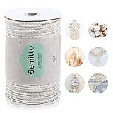 GEMITTO Makramee Garn 5 mm x 100 m Baumwollgarn Macrame Cords 100% Baumwollkordel Baumwollschnur DIY Handwerk Basteln Stricken Wandbehang für Muttertagsgeschenk Beig