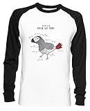 Anatomy of An African Grey Parrot Unisex Baseball T-Shirt Herren Damen Lange Ärmel Weiß Schwarz Größe S - Unisex Baseball T-S