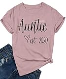 Auntie T-Shirt für Damen, Auntie, Geschenke, Shirts, Briefdruck, niedliches Herz -  -  Small(US X-Small)