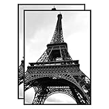 A2 Poster Bilderrahmen - Klassischer Zertifikatsrahmen aus schwarzem Aluminium mit Plexiglas, horizontale und vertikale Formate für Wall Art Home Decor- Set von 2