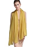 prettystern XXL Damen 200 cm Seidentuch Seiden-Stola für Abendkleid Unifarbe Sarong Schulter-Tuch Lemon Gelb A14