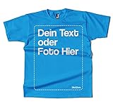 BLAK TEE Herren Personalisierbares T-Shirt Selbst Gestalten mit Foto und Text T-Shirt Azure Blau S