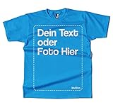 BLAK TEE Herren Personalisierbares T-Shirt Selbst Gestalten mit Foto und Text T-Shirt Azure Blau S