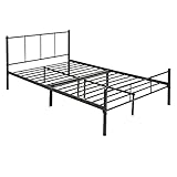 ML-Design Metallbett 120x200 cm auf Stahlrahmen mit Kopfteil und Lattenrost, Schwarz, robuste Metall Bettgestell, leichte Montage, Bett für Schlafzimmer der Kinder, Jugendliche, Erwachsene, Gästeb