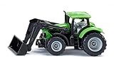 siku 1394, Deutz-Fahr mit Frontlader, Metall/Kunststoff, Grün, Beweglicher Frontlader, Kabine zum Abnehmen, Anhängerkupplung