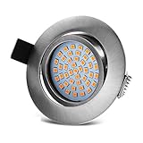 LED Einbaustrahler Flach 230V Schwenkbar 6 x 6W LED Deckenstrahler Einbauspots Deckenspot LED Spot Einbauleuchte Nickel für Wohnzimmer, Büro, Korridor, Schlafzimmer, Küche (Warmweiß)