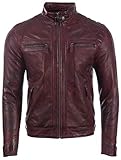 Aviatrix Herren Echtleder Kreuzschraffur Schulter Design Mode Jacke (44T9)