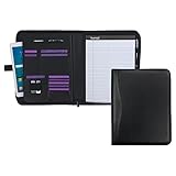 Samsill Executive Padfolio mit Wirbelsäulen-Akzent – Resume Portfolio/Business Portfolio mit sicherem Reißverschluss, 25,7 cm (10,1 Zoll), erweiterbarer Dokumenten-Organizer und Schreibblock, schw