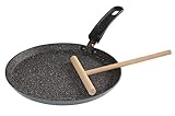 STONELINE® Crêpe-Pfanne 24 cm, mit Besteck, induktionsgeeignet, Aluguss, Antihaftbeschichtung mit echten Steinpartik