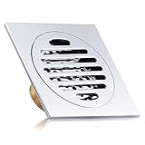 BUYAOBIAOXL Bodenablauf Dusche Dusche-Abfluss-Abdeckung, Messing verchromt Deodorant Badezimmer Bodenablauf, Deodorant Badezimmer Bodenab