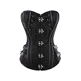 Damen Vintage Korsett Retro Floral Lace Up Bustier Top Steampunk Bauchkontrolle Korsetts für Halloween Kostüm, Schwarz , 38